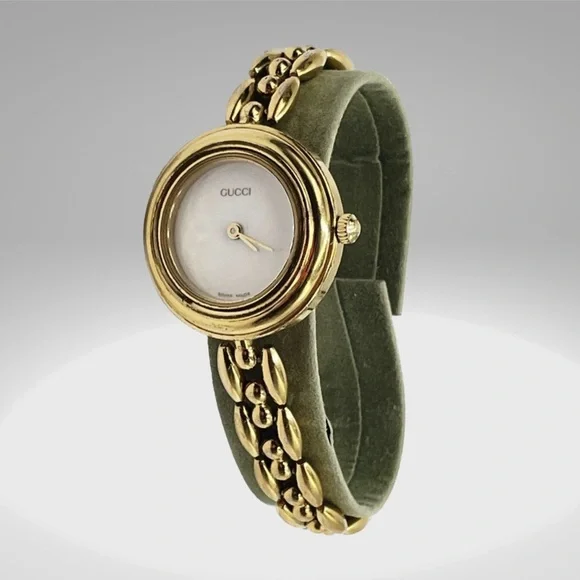 Vintage Authentic Gucci Gold plated six Colors Watch Change Bezel - Picture 3 of 14